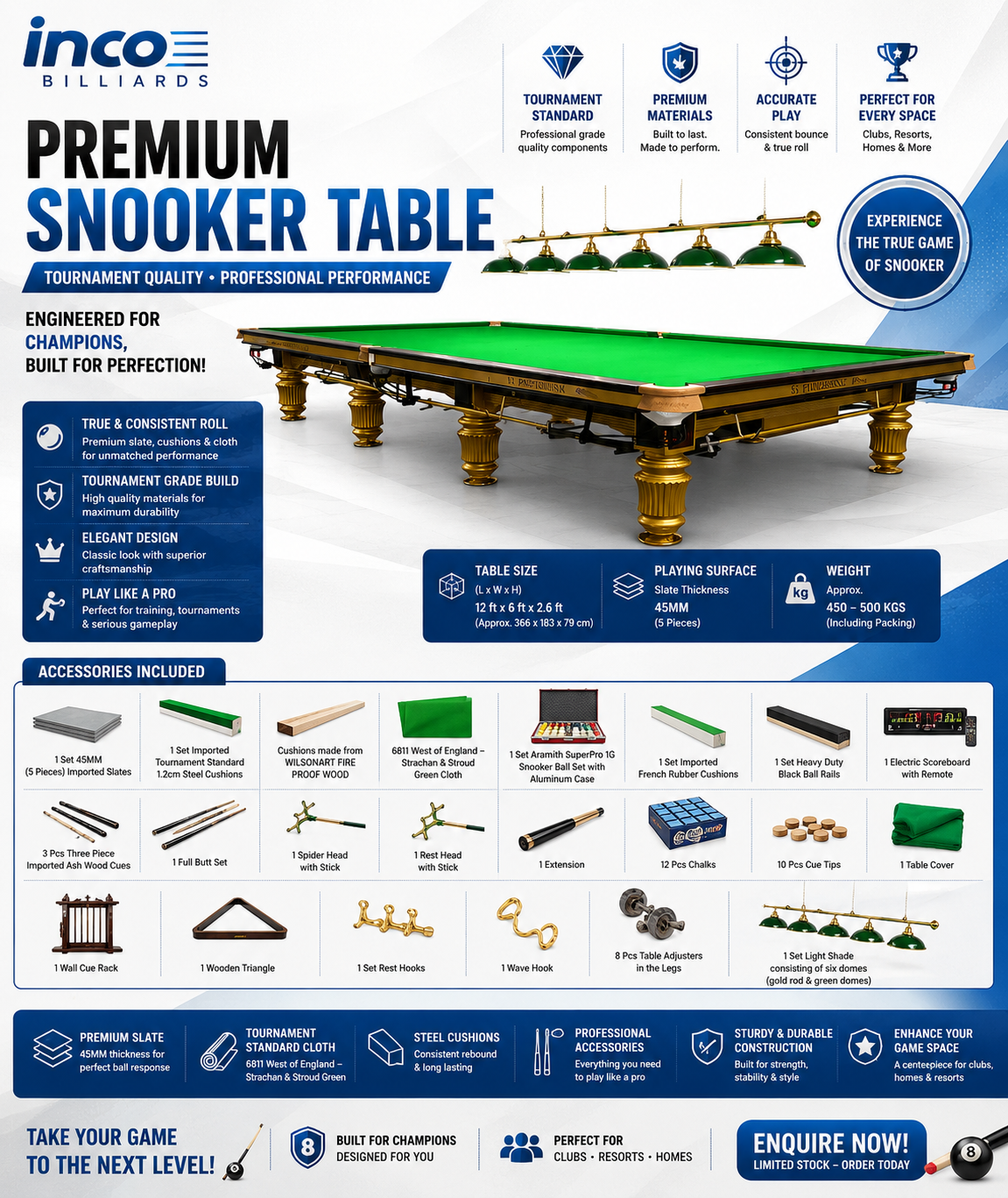 PRO Snooker Table – 12ft X 6ft